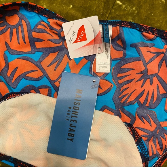 Maison Lejaby Paris France Aloha Honolulu Swim Bikini Bottoms Size Large Floral - Picture 9 of 11